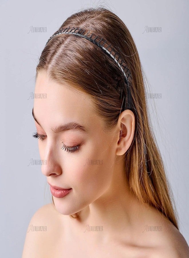 AUEAR, 8 Pack Unisex Black Metal Teeth Comb Wavy Hair Band to Hold Short Long Hoop Hairband Headband Accessories - Image 5