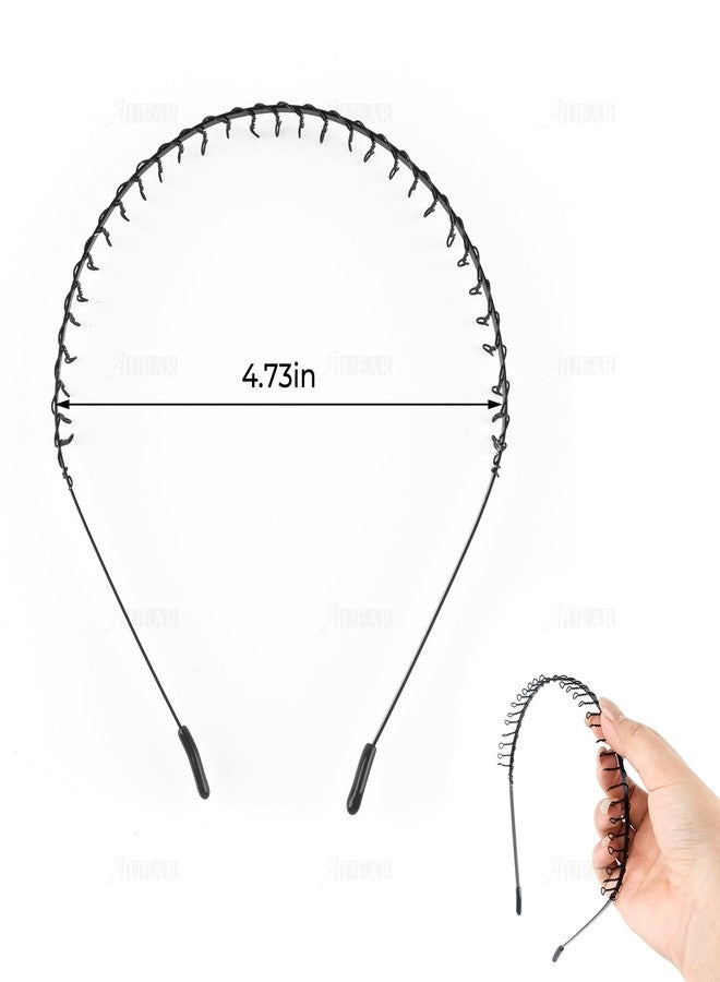 AUEAR, 8 Pack Unisex Black Metal Teeth Comb Wavy Hair Band to Hold Short Long Hoop Hairband Headband Accessories - Image 2