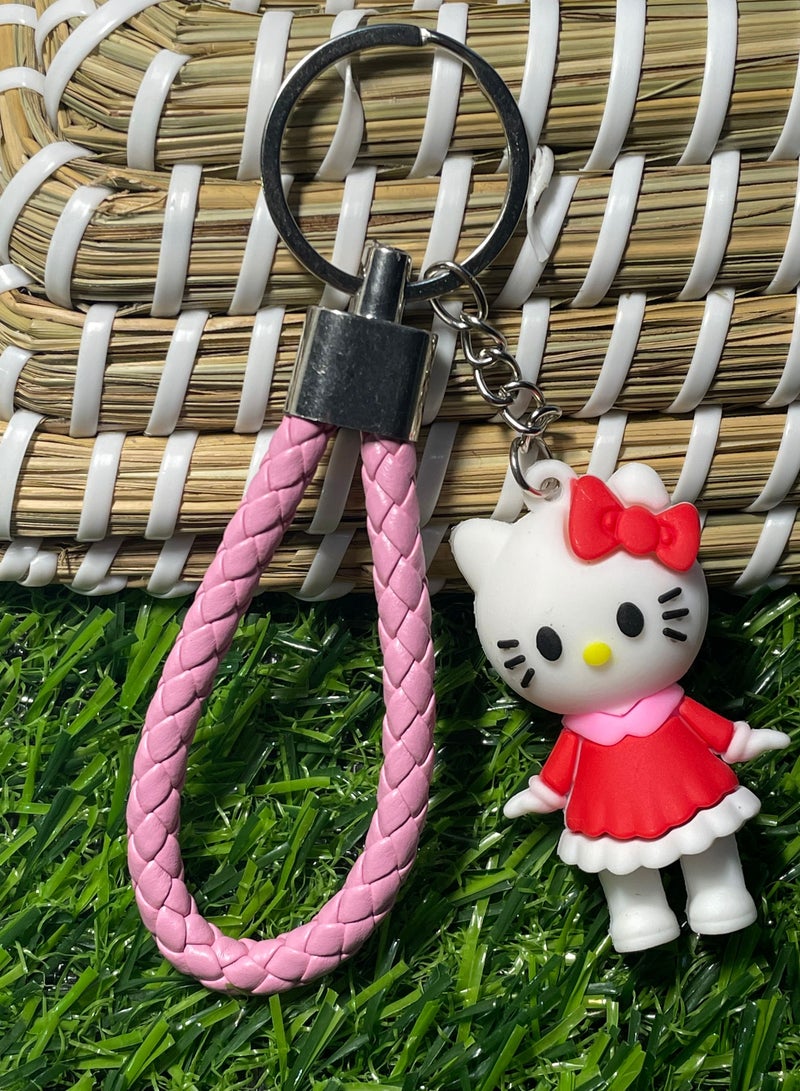 Distinctive cartoon keychain distinctive accessory Hello Katie keychain with ribbon that fits with car keys wallets and bags beautiful creative gift - Image 1