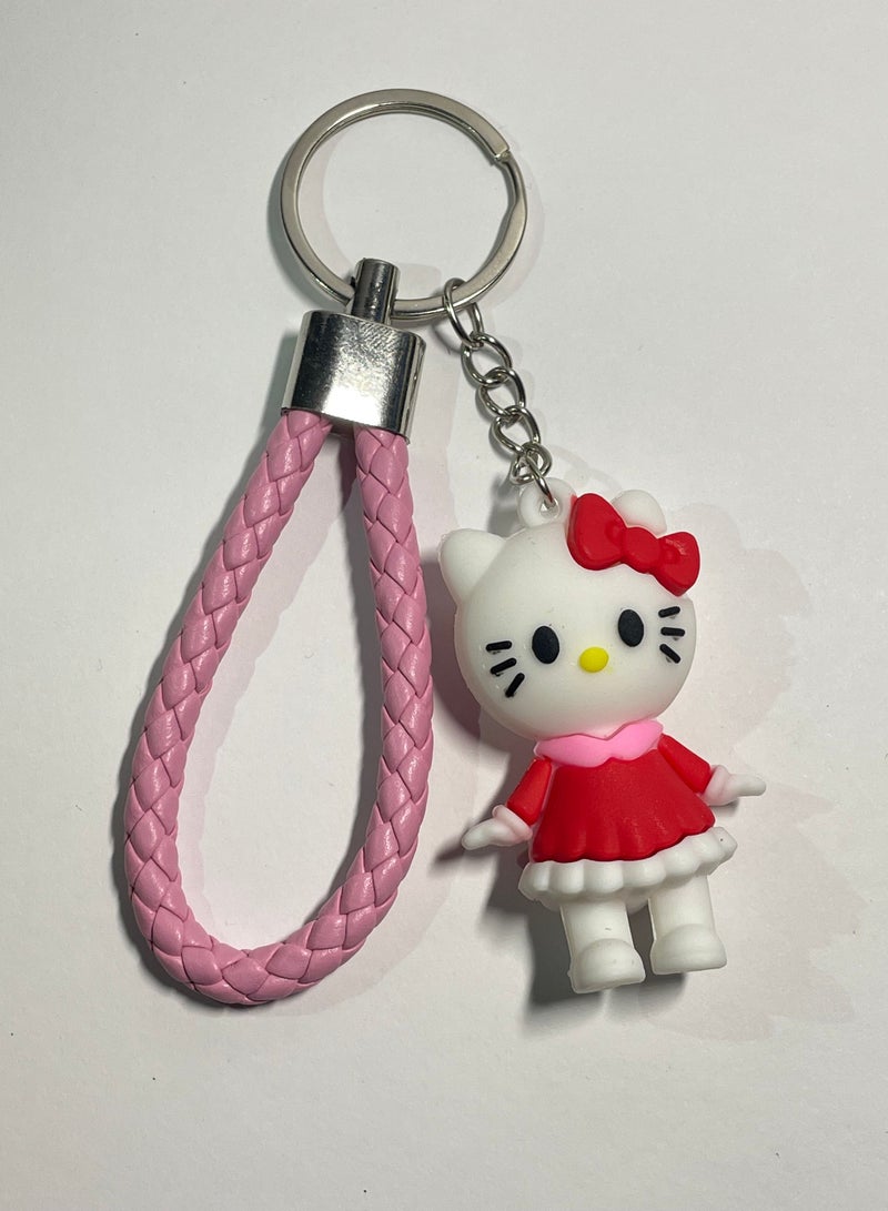 Distinctive cartoon keychain distinctive accessory Hello Katie keychain with ribbon that fits with car keys wallets and bags beautiful creative gift - Image 3