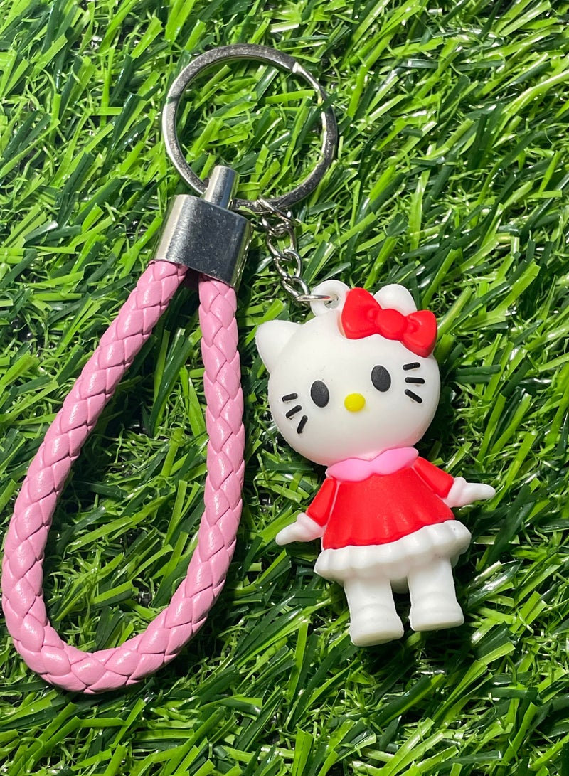 Distinctive cartoon keychain distinctive accessory Hello Katie keychain with ribbon that fits with car keys wallets and bags beautiful creative gift - Image 2