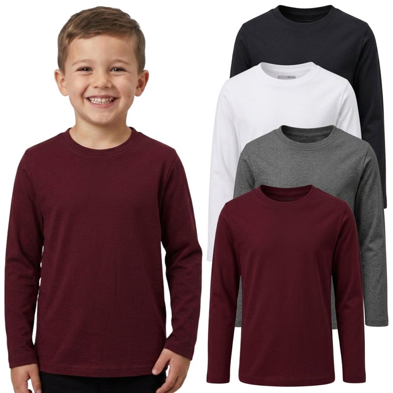 BROOKLYN VERTICAL Boys 4 Pack Long Sleeve Soft Cotton Tagless Crew Neck Tee Shirts Sizes 2T to 1820 3T Combo C - Image 2