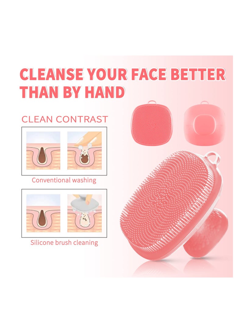 Excefore Silicone Face Scrubber Facial Cleansing Brush Silicone Face Wash Brush Manual Waterproof Cleansing Skin Care Face Brushes for Cleansing and Exfoliating Pink - Image 2