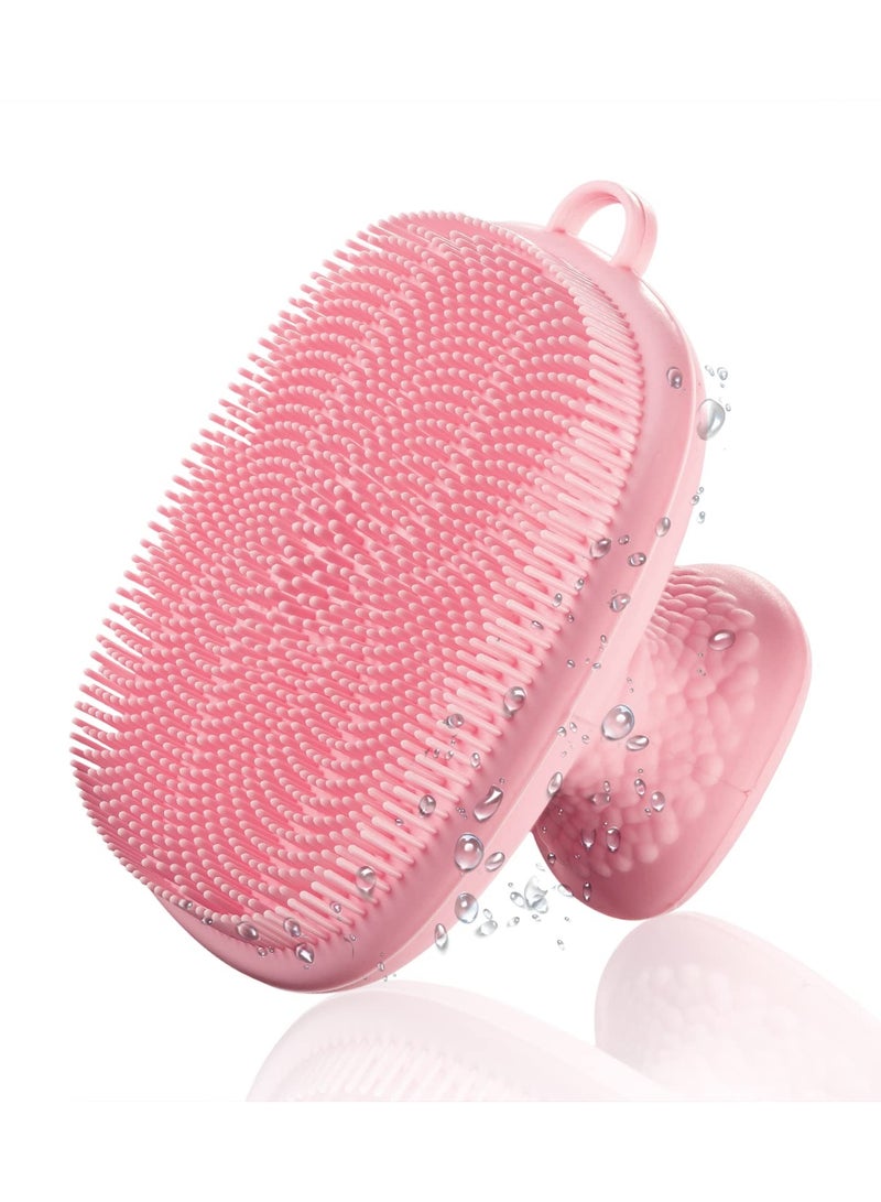 Excefore Silicone Face Scrubber Facial Cleansing Brush Silicone Face Wash Brush Manual Waterproof Cleansing Skin Care Face Brushes for Cleansing and Exfoliating Pink - Image 1