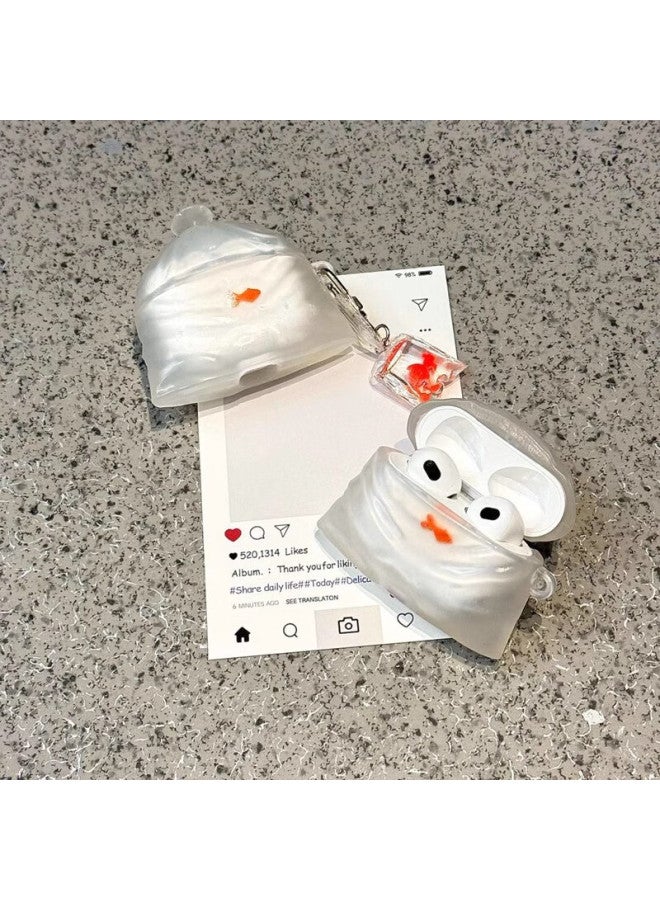 Beiyipin Fun White Transparent Garbage Bags With Goldfish Pendant, Suitable For Airpods 3, Creative Cute Airpods Pro 2, Apple Huawei Wireless Bluetooth Earphone Case, Silicone Protective Cover - Image 3