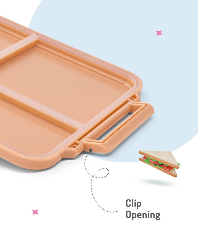 Bonfino Unicorn Food Grade Tritan Bento Lunch Box with Food Jar, 4 Compartments, BPA Free, Leak Resistant, Microwave Safe, 20x17.5x7cm, 1.87L, 3 Years+ - Peach - Image 4
