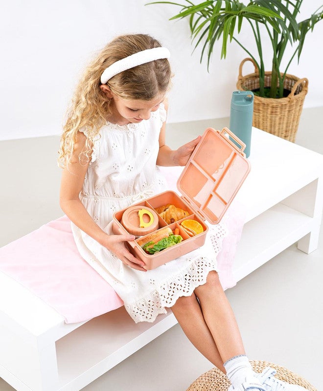 Bonfino Unicorn Food Grade Tritan Bento Lunch Box with Food Jar, 4 Compartments, BPA Free, Leak Resistant, Microwave Safe, 20x17.5x7cm, 1.87L, 3 Years+ - Peach - Image 2