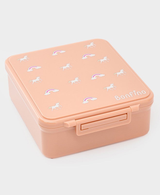 Bonfino Unicorn Food Grade Tritan Bento Lunch Box with Food Jar, 4 Compartments, BPA Free, Leak Resistant, Microwave Safe, 20x17.5x7cm, 1.87L, 3 Years+ - Peach - Image 3