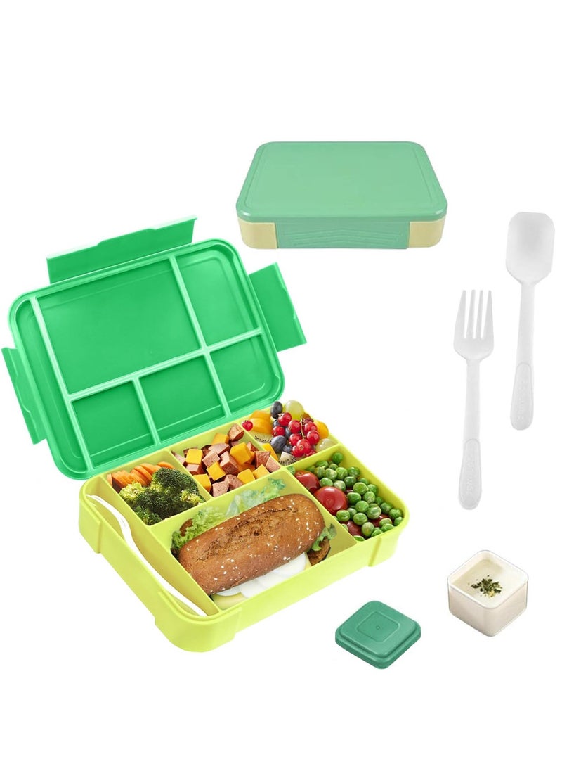 TYCOM Lunch Box for Kid Bento Box Children School Children's Lunch Box with Compartments Leak-proof Lunch Box for Girls and Boys Snack Box Green Yellow.  - Image 1