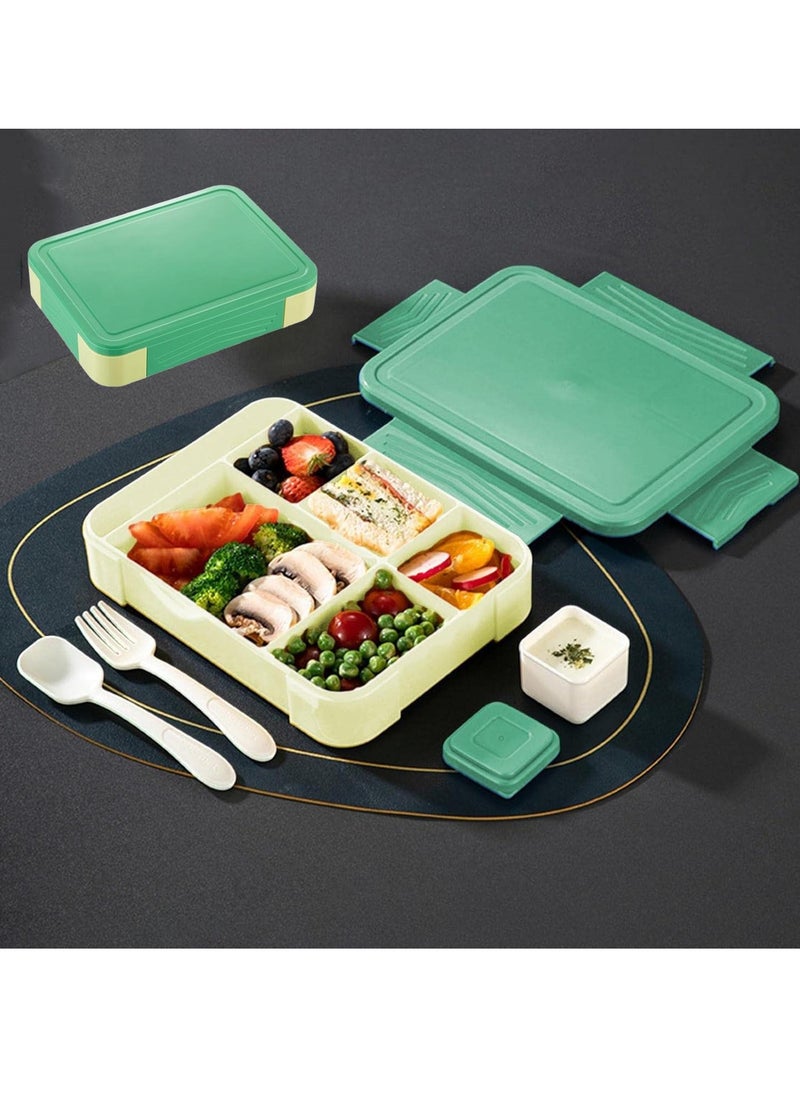 TYCOM Lunch Box for Kid Bento Box Children School Children's Lunch Box with Compartments Leak-proof Lunch Box for Girls and Boys Snack Box Green Yellow.  - Image 3