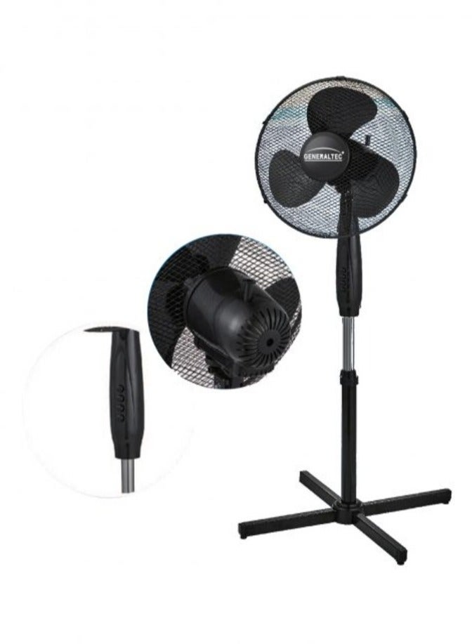 Generaltec Electric Standing Fan – Model GFAN16S | 16-Inch Blade | Multiple Speeds | Adjustable Height | Wide-Angle Oscillation | 1-Year Warranty