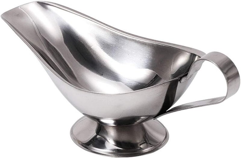AUDBUA Seasoning Cup,Stainless Steel Kitchen Tableware Black Pepper Salt Gravy Ketchup Container Sauce Boat Sauce Plate(8 oz) - Image 1