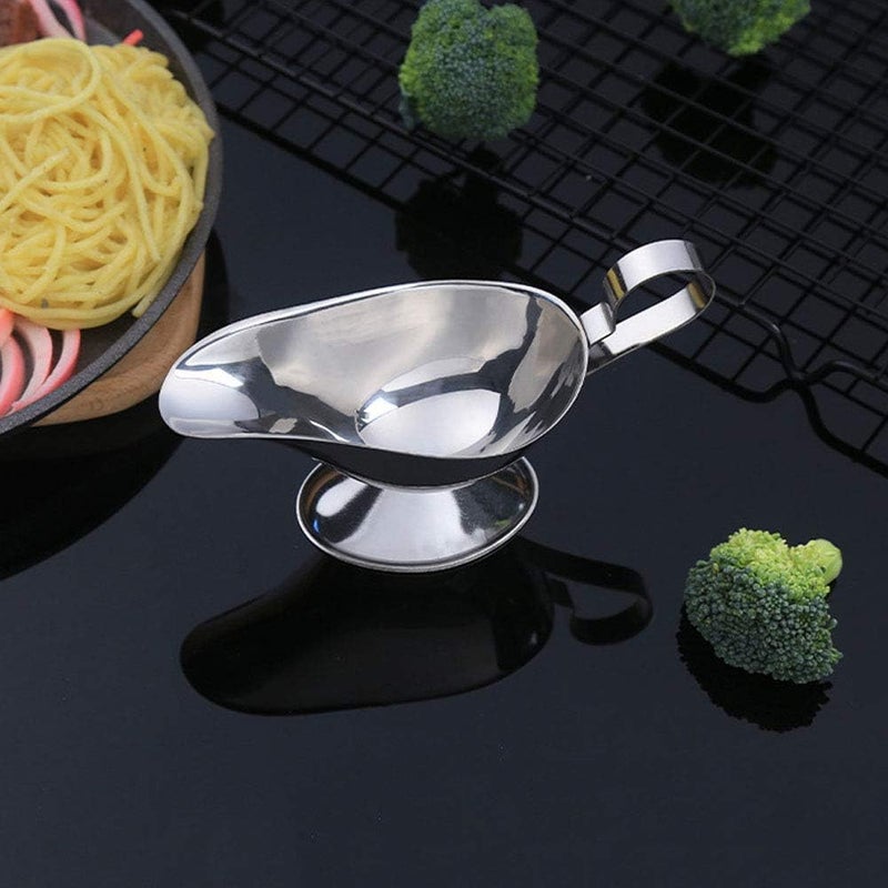 AUDBUA Seasoning Cup,Stainless Steel Kitchen Tableware Black Pepper Salt Gravy Ketchup Container Sauce Boat Sauce Plate(8 oz) - Image 4