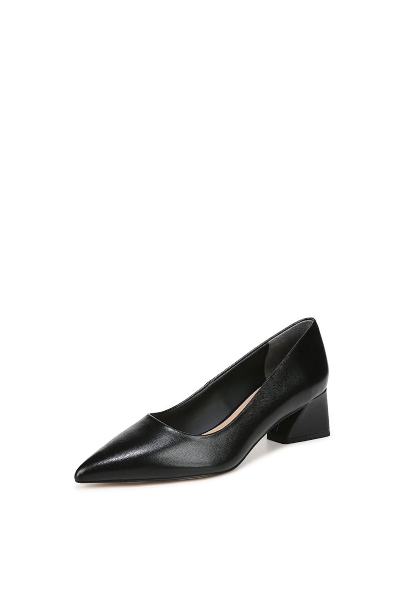 Franco Sarto Womens Racer Pointed Toe Block Heel Pump Black Leather 75 M
