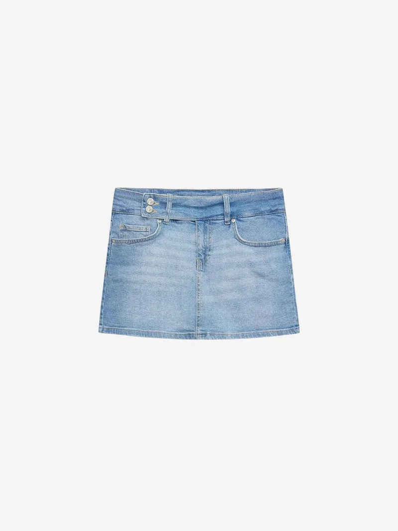 ديلفين DILVIN High-Waist Denim Mini Skirt With Belt