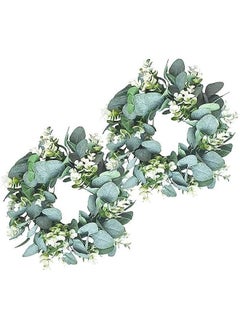 Generic 2 Pack Green Eucalyptus Wreath Round Wreath Artificial Wreath Farmhouse Wreath for Door Wall Window,12Inch/PC  - Image 1