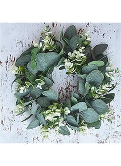 Generic 2 Pack Green Eucalyptus Wreath Round Wreath Artificial Wreath Farmhouse Wreath for Door Wall Window,12Inch/PC  - Image 2