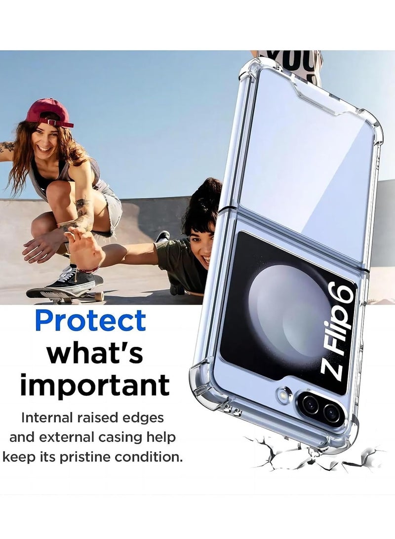Clear Case for Samsung Galaxy Z Flip 6 5G Acrylic + TPU Anti-Yellowing, Reinforced Corners, Shock-Absorption Clear Protective Cell Phone Cover - Image 3