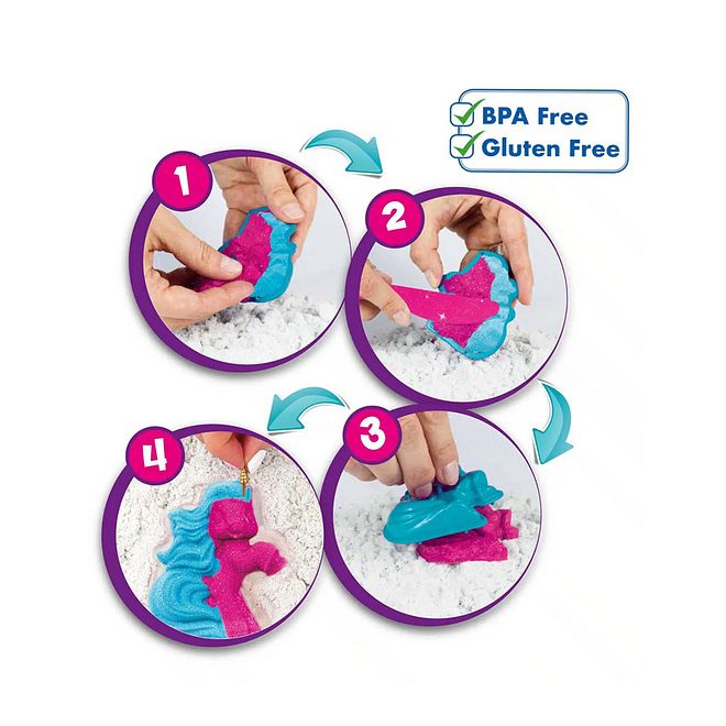 Craze Magic Sand Unicorn Playset with 3 Colored Sand Packs, 7 Molds, Wings Horns, Creative Fun - 600g - Image 5