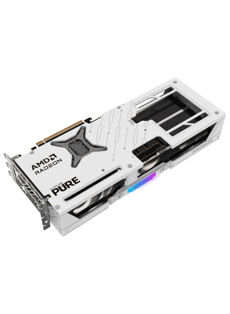 PURE AMD Radeon™ RX 9070 XT 16GB GDDR6 Graphics Card, 3010 MHz Boost Clock, 2460 MHz Game Clock, 4096 Stream Processors, 64 Compute Units, RDNA™ 4 Architecture, Tri-X Cooling, PCIe 5.0, 4K Display Support, AV1 Encode/Decode, AMD FidelityFX™, FreeSync™, ARGB Logo, 317W Power Consumption | 11348-02-20G