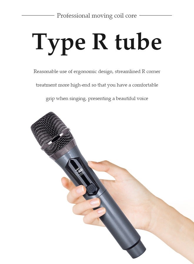 Wireless Microphone,Universal Handheld Karaoke Mic Speaker,Over 90 DB Outdoor Indoor Cordless Microphone with mini Receiver for Singing, Karaoke, Speech, Wedding, Churc