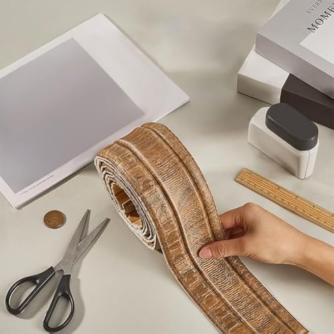 7.54'X3.15 CAMEL MOLDING TRIM WALL STICKER VINTAGE SELF ADHESIVE PEEL AND SICK WALLPAPER BORDER VINTAGE 3D EDGING LINES SKIRTING STICKERS PVC BASEBOARD FOR DIY ART MIRROR HOME KITCHEN OFFICE - Image 3