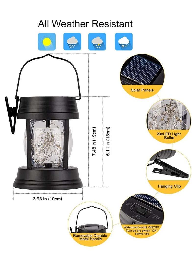 GGEROU Solar Lantern Hanging Solar Lights Outdoor,2 Pack Solar Powered Waterproof Led Lanterns Table Lamp Vintage Design  - Image 3