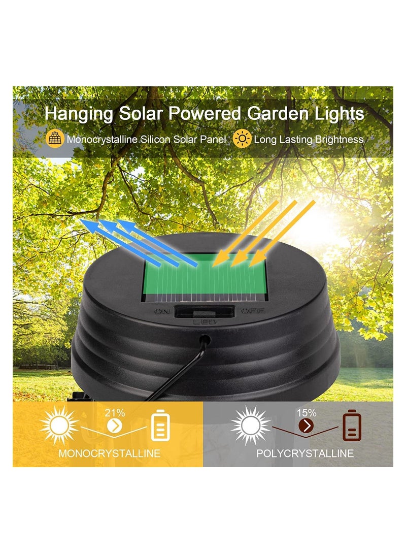 GGEROU Solar Lantern Hanging Solar Lights Outdoor,2 Pack Solar Powered Waterproof Led Lanterns Table Lamp Vintage Design  - Image 2