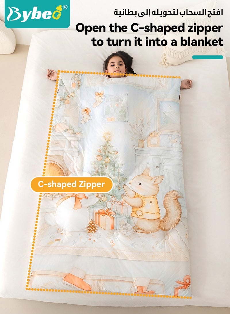 Bybeo 2-In-1 Baby Sleeping Bag & Quilt for Toddlers, Wearable Kids Blanket, Kids Sleep Sack, Toddler Milk Silk Quilt for Boys and Girls 0-8 Years Old, Machine Washable - Image 4