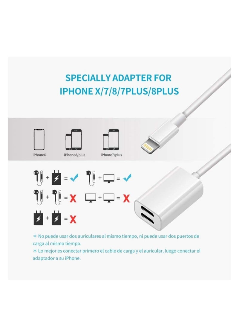 ELTRAZONE - Dual Lightning adapter & Splitter, Headphone audio & Charge adapter Compatible with iPhone 7/7 Plus, iPhone 8/8 Plus, iPhone X, iPhone XS,iPhone XR and iPhone XS Max - Image 1