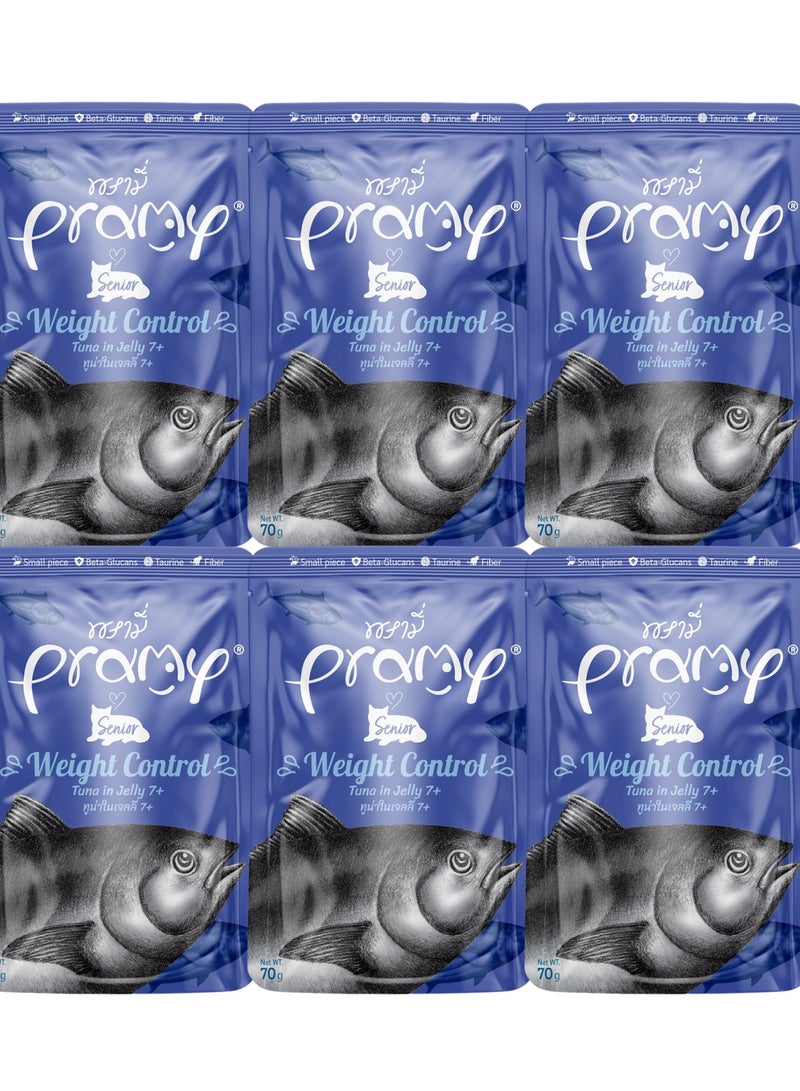 Pramy Cat Wet Food With Tuna In Jelly Flavor For Senior Cats- 6x70g -  Healthy Weight Management Wet Cat Food - Image 1