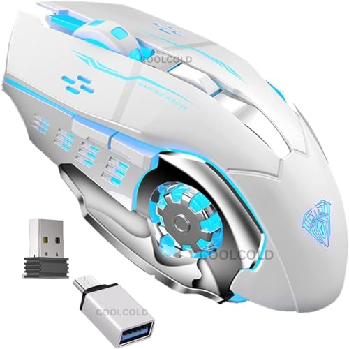 COOLCOLD Wireless Gaming Mouse Rechargeable, 2.4Ghz, Color Changing 6 Buttons DPI 1200/1600/2400 for Pro Game Notebook, PC, Laptop, Computer (Multicolor) - Image 1