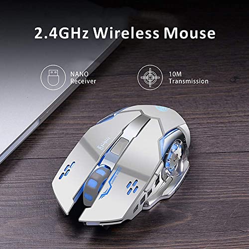 COOLCOLD Wireless Gaming Mouse Rechargeable, 2.4Ghz, Color Changing 6 Buttons DPI 1200/1600/2400 for Pro Game Notebook, PC, Laptop, Computer (Multicolor) - Image 5