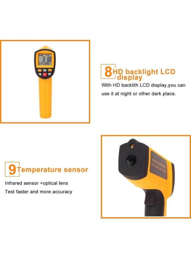 بينيتيك جهاز قياس درجة الحرارة بالأشعة تحت الحمراء GM1150 بنسبة تركيز 50:1، يقيس من ‎-18 إلى ‎1150 درجة مئوية، مزود بشاشة LCD رقمية لقياس الحرارة الصناعية (Pyrometer) مع إمكانية ضبط معامل الانبعاث من ‎0.1 إلى ‎1EM - Image 4