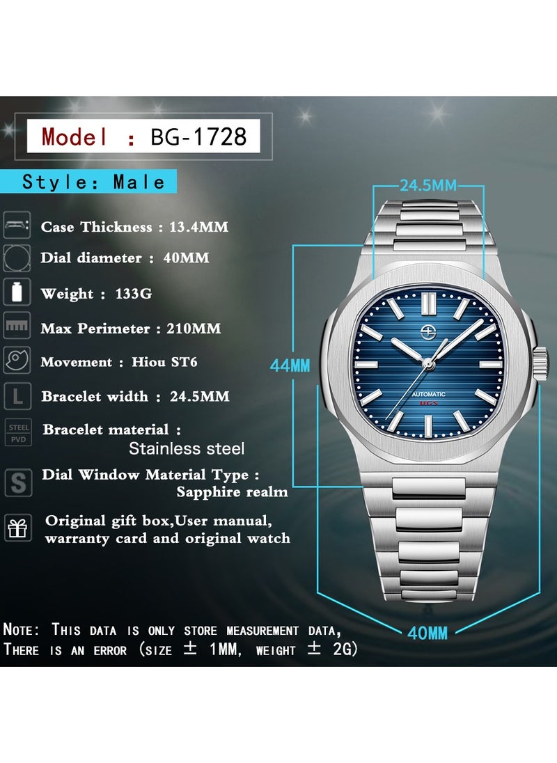BERSIGAR - Bersigar BG-1728 Polaris Luxury Design Stainless Steel Mechanical Water Resistant Watch - Image 1