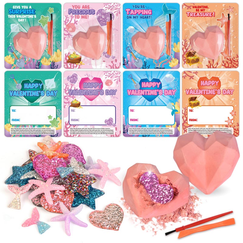 Shemira 24 Packs of Valentines Day Cards for Kids with Plaster Digging Kits School Classroom Valentines Gifts Exchange Valentines Party Favors for Kids Valentines Greeting Cards Bulk for Kids - Image 3