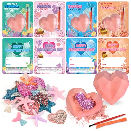 Shemira 24 Packs of Valentines Day Cards for Kids with Plaster Digging Kits School Classroom Valentines Gifts Exchange Valentines Party Favors for Kids Valentines Greeting Cards Bulk for Kids - Image 1