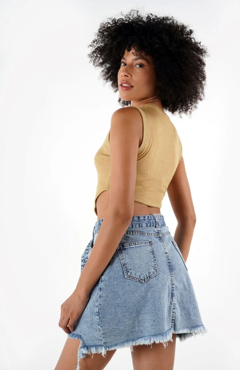 الكسندر جاردي Ribbed Asymmetric Crop Blouse B24-008701