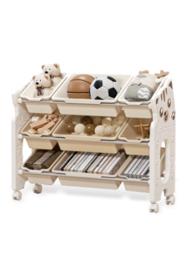 GOOTOY Kids Toy Storage Rack Chest for Nursery,Large Capacity Kids Toy Storage Organizer Rack with Wheels, Movable Books & Toys Storage Cabinet with Bins. - Image 2