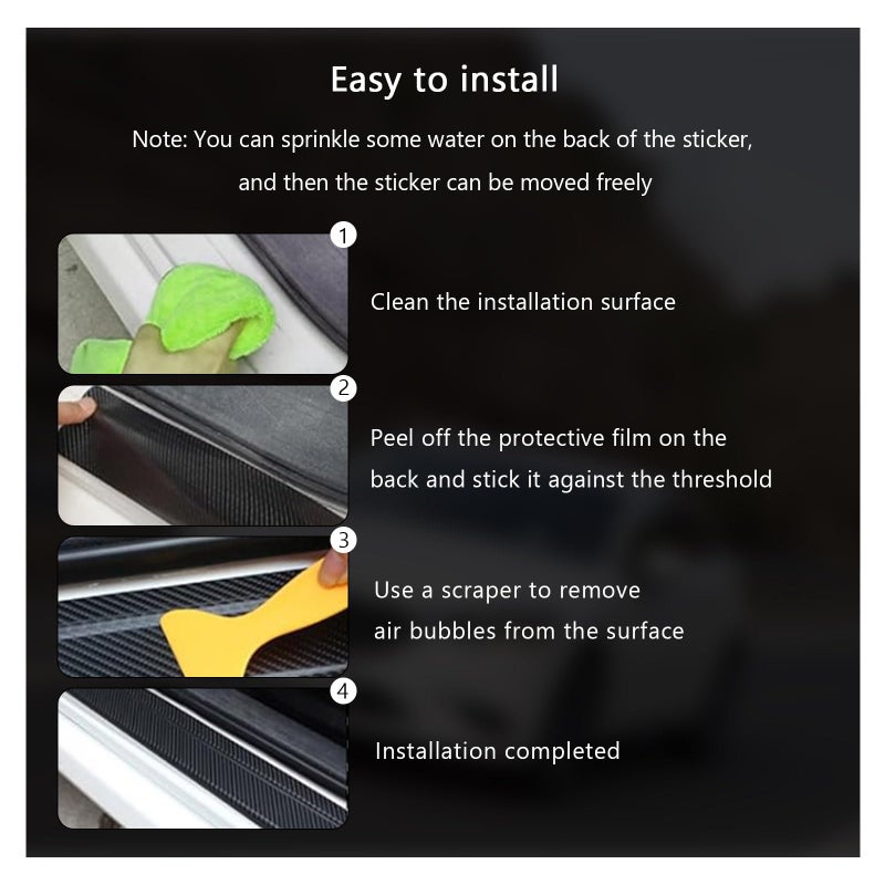 Dickno 4 PCS Car Door Sill Protector, 3D Carbon Fiber Auto Door Entry Edge Guard Protection Trim, Anti-Scratch Threshold Cover Strips, Sill Protection Sticker for Car SUV Truck (Purple) - Image 3