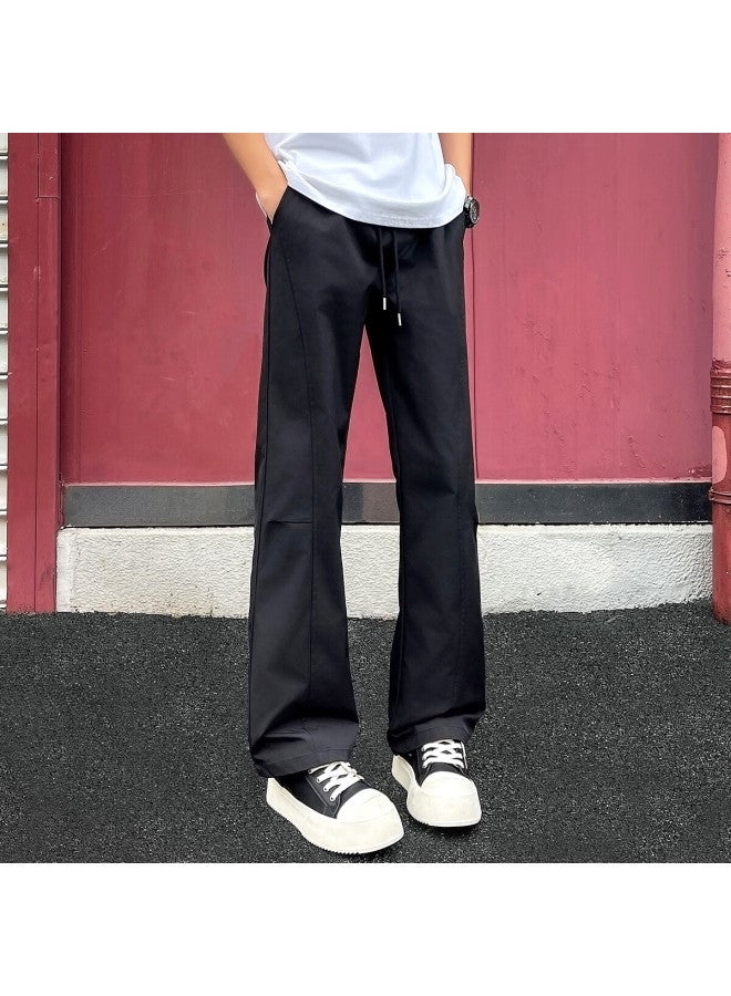 Foss Phil Men's Summer Thin High Street Curved Blade Casual Straight Slim Fit Long Pants K1108 Black 2XL - Image 5