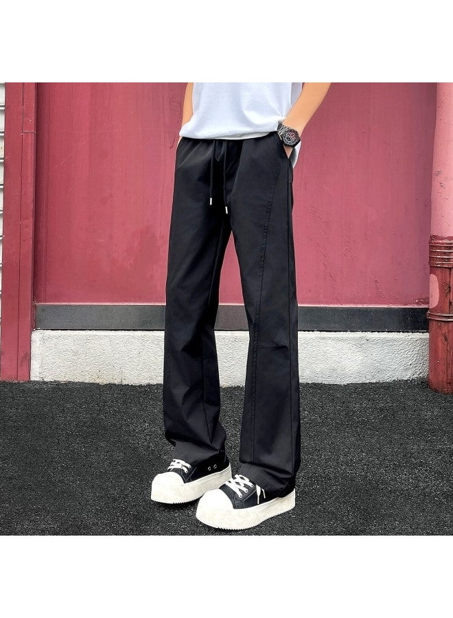 Foss Phil Men's Summer Thin High Street Curved Blade Casual Straight Slim Fit Long Pants K1108 Black 2XL - Image 4