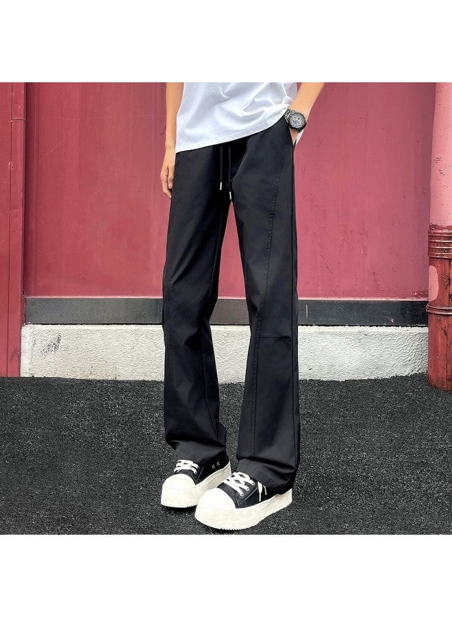 Foss Phil Men's Summer Thin High Street Curved Blade Casual Straight Slim Fit Long Pants K1108 Black 2XL - Image 2