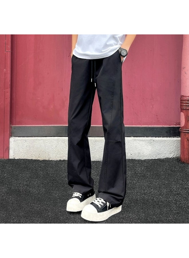 Foss Phil Men's Summer Thin High Street Curved Blade Casual Straight Slim Fit Long Pants K1108 Black 2XL - Image 3