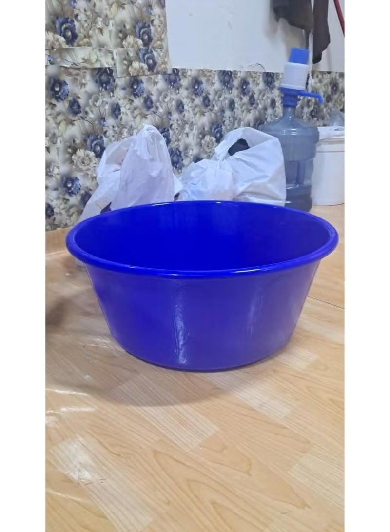 40L Large Round Plastic Washing Basin - Heavy-Duty Multipurpose Wash Tub, Blue - Image 2