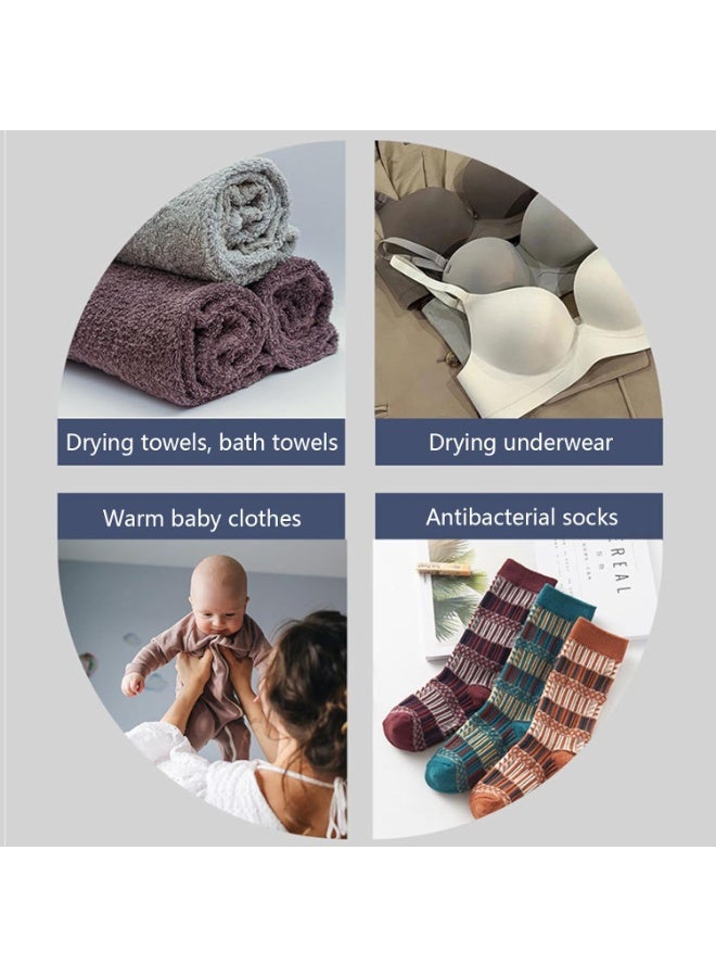 والالا سخان مناشف كهربائي، سكة مناشف رادياتير، سكة مناشف معدنية مُدفأة بأربع طبقات، رف مناشف حراري بدرجة حرارة 55 درجة مئوية، رف تخزين حمام مقاوم للماء مثبت على الحائط مع خطاف - Image 3