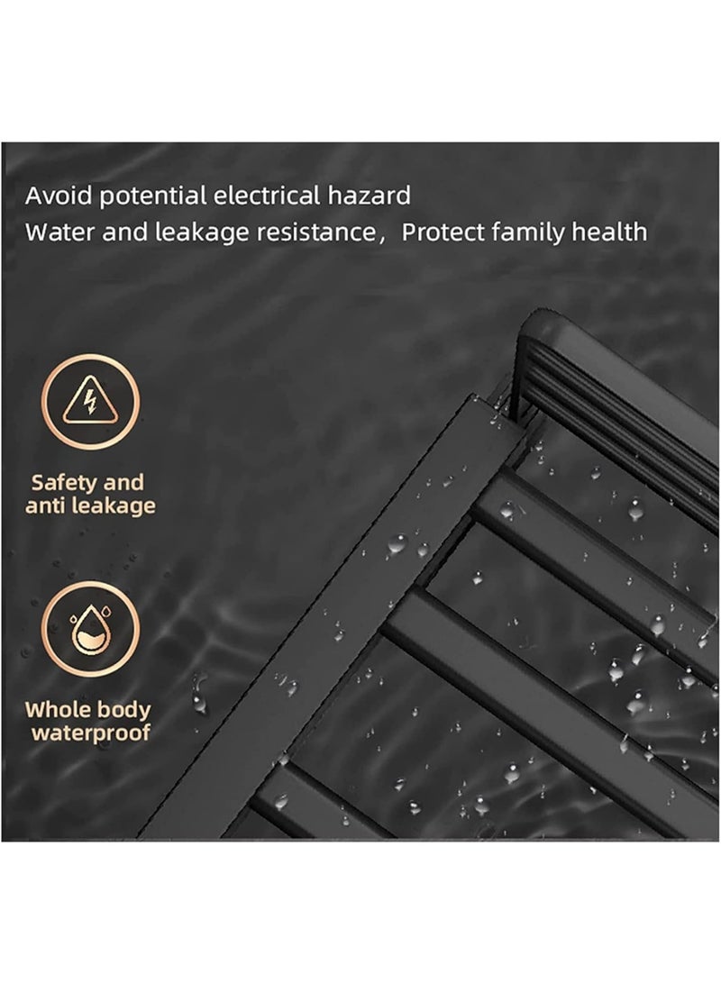 والالا سخان مناشف كهربائي، سكة مناشف رادياتير، سكة مناشف معدنية مُدفأة بأربع طبقات، رف مناشف حراري بدرجة حرارة 55 درجة مئوية، رف تخزين حمام مقاوم للماء مثبت على الحائط مع خطاف - Image 2