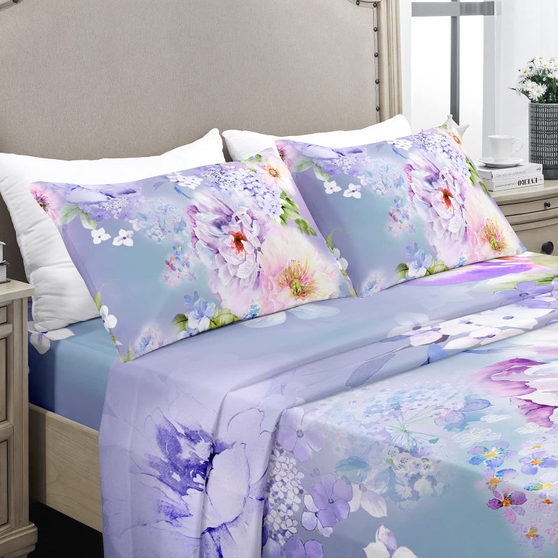 YIYEA Floral Twin Sheets Set - 1800 Thread Count Brushed Microfiber Floral Sheets for Twin Size Bed - Extra Soft  Deep Pocket  Shrinkage and Fade Resistant - 3 Piece Set (Twin)