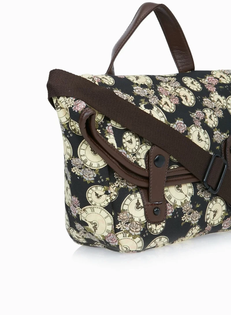 Ginger Clock Print Satchel