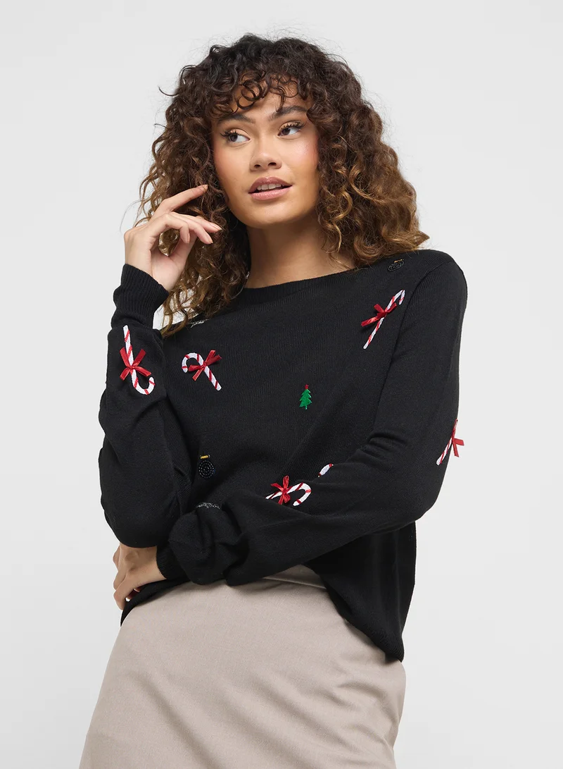 فيرو مودا Crew Neck Printed Sweater